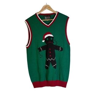 Ugly Christmas Sweater V-Neck Green Vest